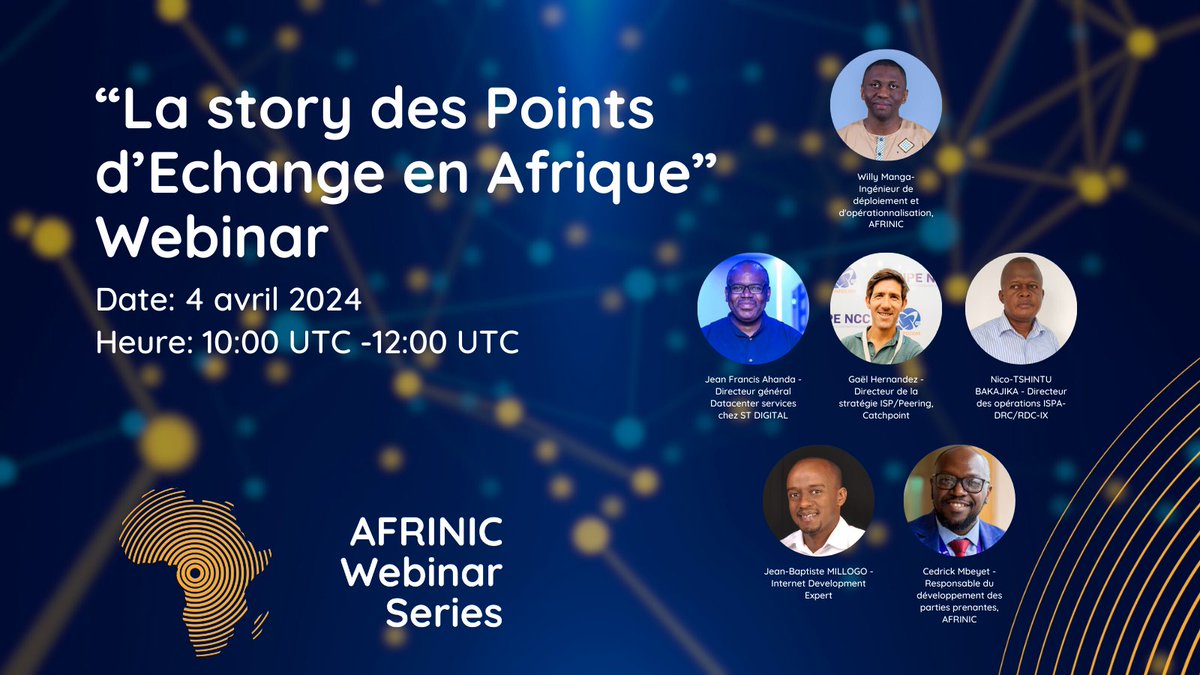 AFRINIC's tweet image. Rejoignez-nous pour découvrir l'importance des points d'échange Internet et leurs effets tangibles sur la connectivité en Afrique. Inscrivez-vous ici&amp;gt;&amp;gt;  bit.ly/AFRINIC-Webina…
#IXP