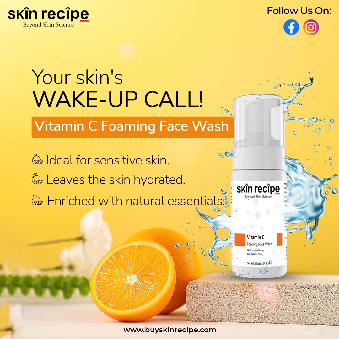 Experience the gentle touch of our Vitamin C Foaming Face Wash for a refreshing wake-up call to your skin's natural radiance.

For more info:
buyskinrecipe.com

#SkinScience #NaturalEssentials #SensitiveSkincare #HydratedSkin #GentleCleanse #VitaminC #SkinRevitalization