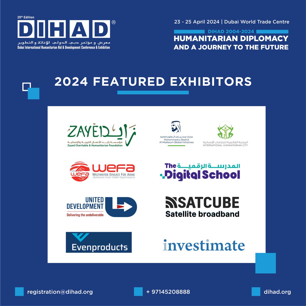 Announcing our featured exhibitors for the 20th edition of DIHAD Exhibition. These organizations are making waves in creating a world where compassion knows no bounds. Join us in recognizing their outstanding contributions at the 20th edition of DIHAD from 23-25 April at the
