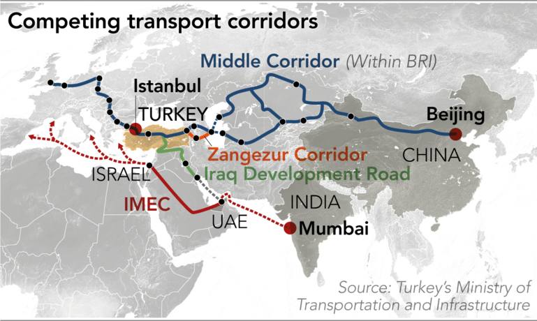 🇹🇷Türkiye, İsrail'in devre dışı bırakıldığı, Hindistan-Avrupa koridoru üzerinden 25 milyar dolarlık Irak nakliye rotasını kuruyor

▫️Kalkınma Yolu projesi, Doğu Asya, Orta Doğu ve Avrupa'yı birbirine bağlayacak Güney-Kuzey koridorları içerisinde en iyi, en kısa ve en uygun…