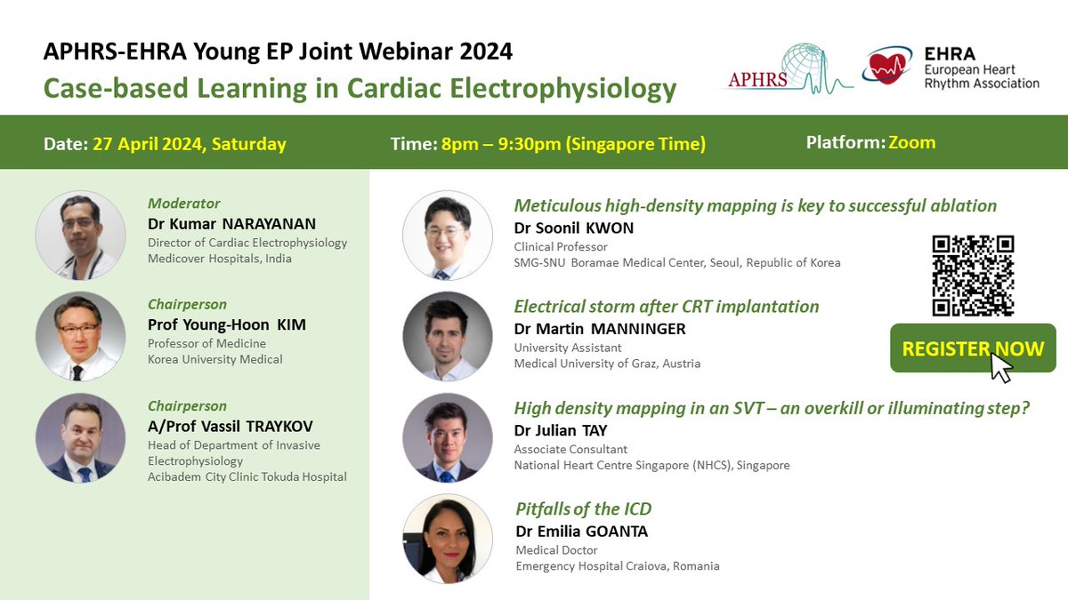 New webinar alert! Join us for the below webinar co-organized by the APHRS and EHRA Young EP Committee at tinyurl.com/2pe8p8e6