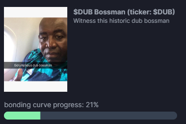 Sol_Dub's tweet image. bonding curve at 21% and we've only been live for half an hour.

That's an incredible $dub bossman

pump.fun/CB451k5AoxYT9e…