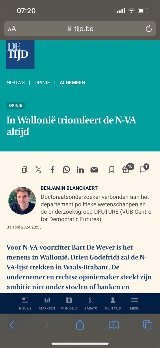 💡 Vandaag kun je mijn opinie lezen in @tijd 📰 Ik leg uit waarom de N-VA altijd wint door op te komen in Wallonië, zelfs als de verkiezingsresultaten tegenvallen. ➡️ tijd.be/opinie/algemee…