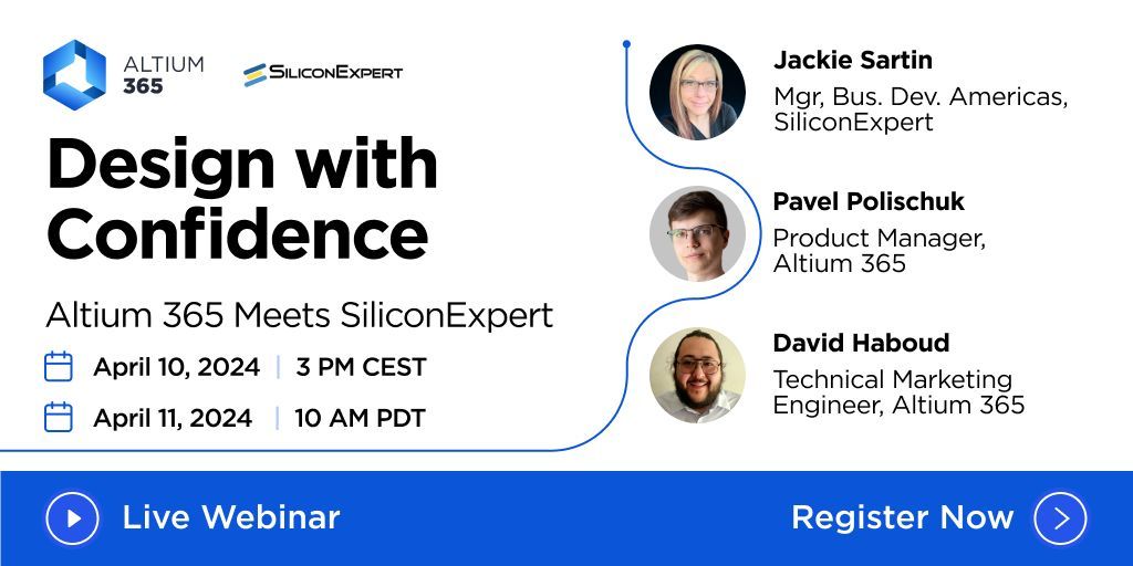 Join our webinar and see #Altium365 and @SiliconExpert Integration in action! Take advantage of improved risk analysis and alternative component discovery features. 

📍Register today: bit.ly/3T9VorE  

#SiliconExpert #SupplyChain #ElectronicComponents #Procurement