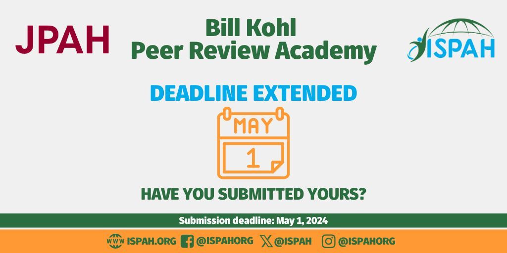 📢 The Bill Kohl Peer Review Academy application deadline has been extended! 👉 Apply before May 1st 🔗 buff.ly/3UNkjnh @JPAHjournal