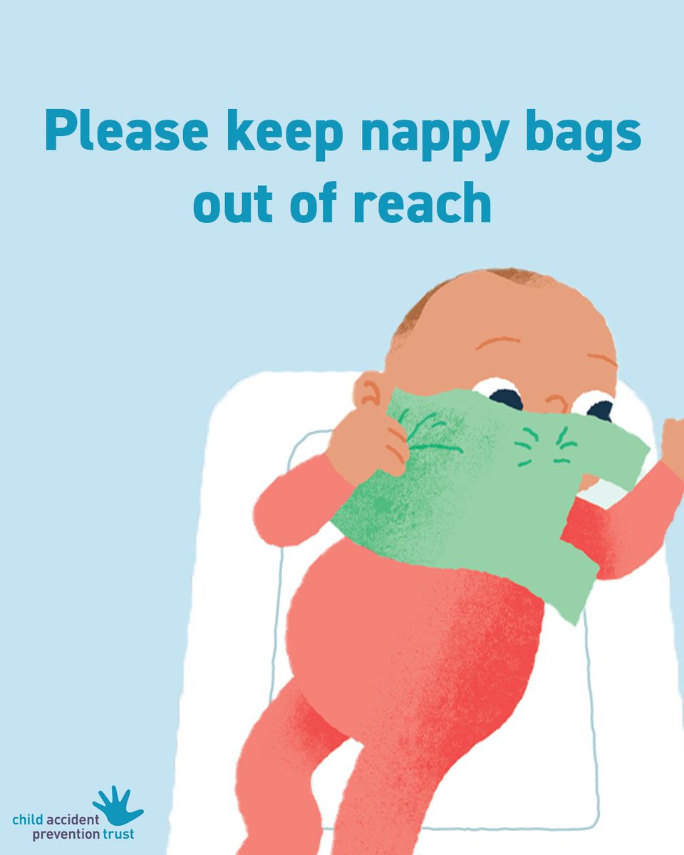 Young babies naturally grasp things and pull them to their mouths but aren’t able to pull them away again. That’s why they can suffocate on nappy bags. ⚠️Store nappy bags out of reach of babies ⚠️Never store them under the cot mattress or buggy More: capt.org.uk/resources/brea…