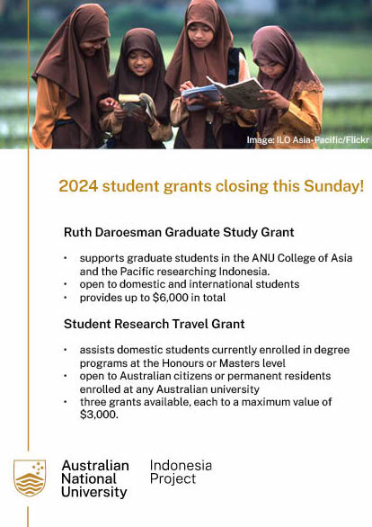 🎓✈️ Attention all students researching Indonesia! Don't miss out on this opportunity! 🌏📚 Applications close this Sunday 7 April for our research grant programs! Apply for funding to support your research now! Click this link to apply: loom.ly/wswDMIk