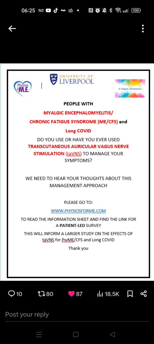 Back to the tvns survey. Just a reminder that there are 2 weeks left to fill out the survey, thank you to all who have filled it out so far. 30 #pwlc 60 #pwme we need to hear all experiences please +ve and -ve. Thanks @PhysiosForME physiosforme.com/post/new-surve…