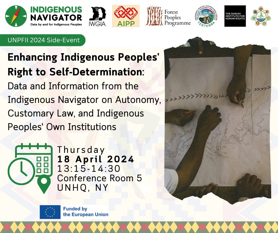 #UNPFII | Enhancing Indigenous Peoples' Right to Self Determination: Data and Information from the Indigenous Navigator on Autonomy, Customary Law, and Indigenous Peoples' Own Institutions 📆 18 April 2024 ⏱ 13:15 - 14:30 📍 Conference Room 5, UNHQ, New York #WeAreIndigenous