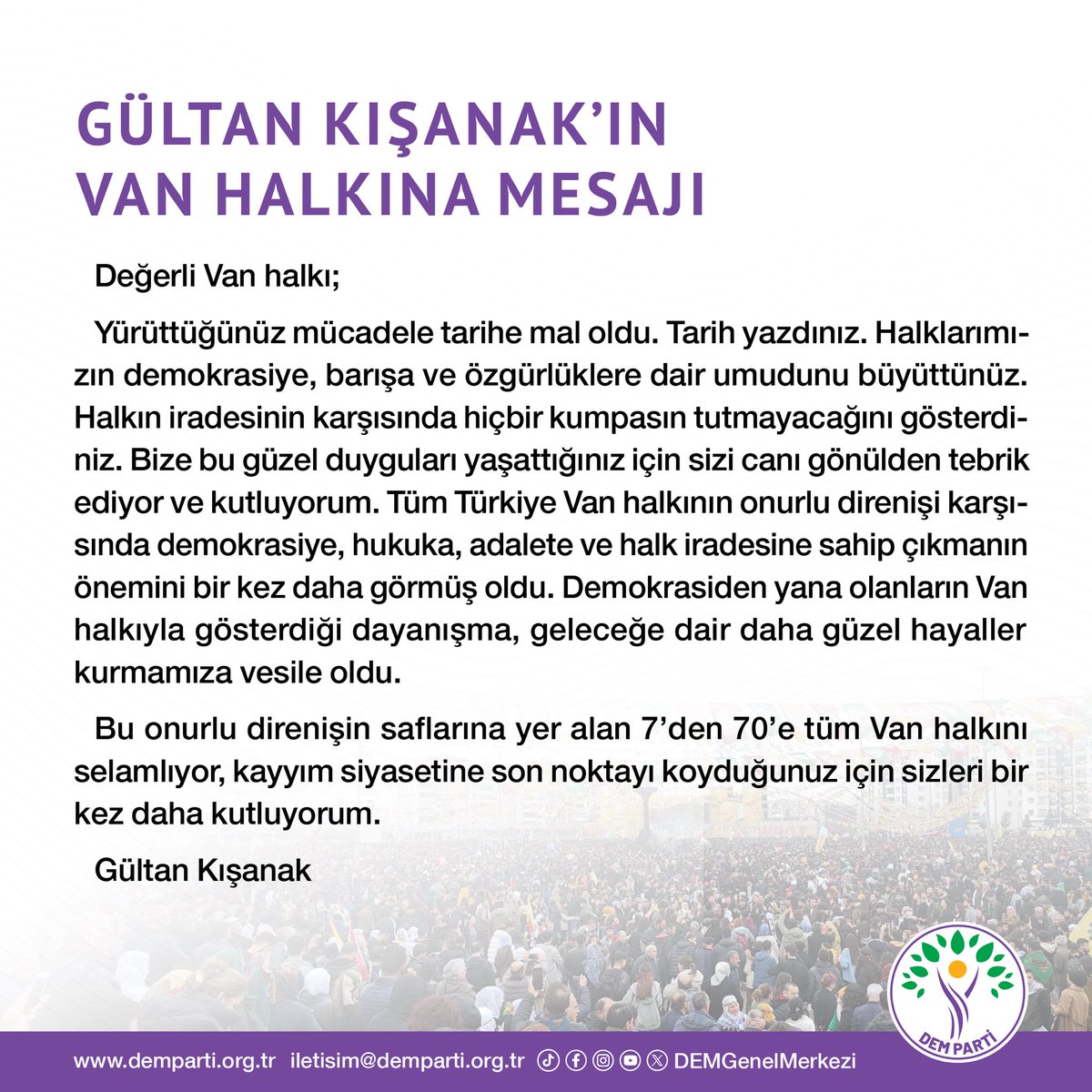 Tutsak yoldaşımız Gültan Kışanak’ın Van halkına mesajı👇