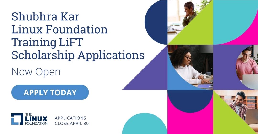 Linux Foundation LiFT Scholarship Applications Now Open! 16 categories for 2024. Apply today: app.smarterselect.com/programs/95845… Deadline: April 30 #Linux #DevOps #CloudNative #OpenSource #Scholarship #Kubernetes
