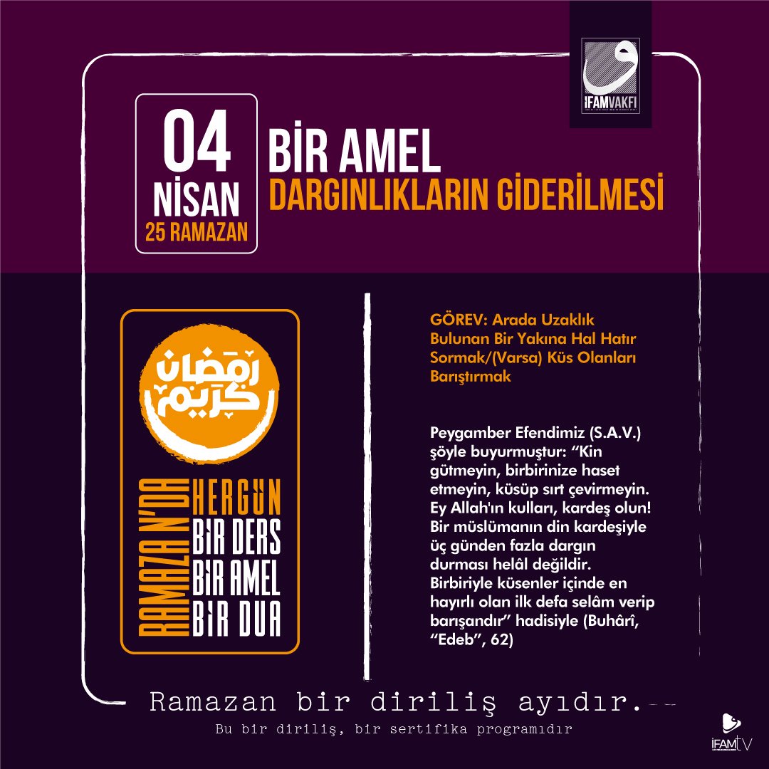 Bir Amel / Günün Görevi #ifamdaramazan