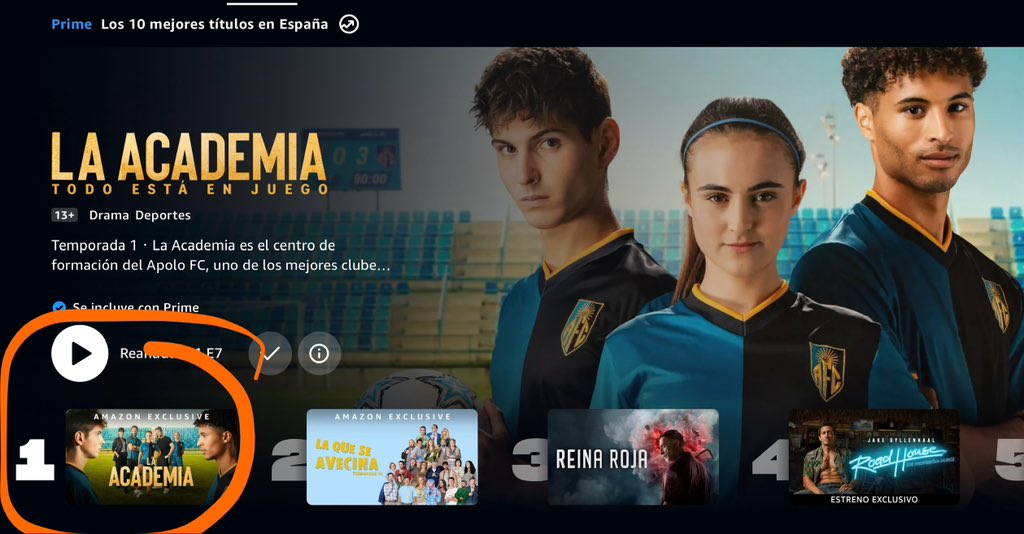 ¡Número 1 en <a href="/PrimeVideoES/">Prime Video España</a> !
#LaAcademia
#LaAcademiatodoenjuego
⚽️🔥