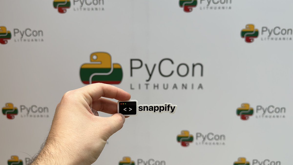 Look what I found! @snappify_io stickers at @PyConLT! I wonder how they got here 🤔😂