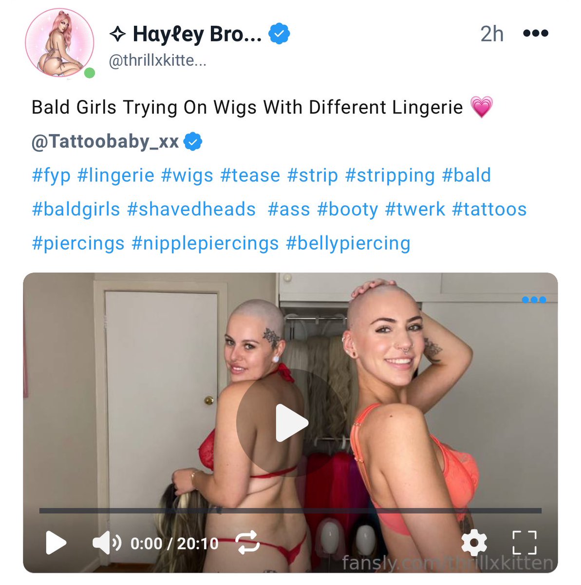 baldiedolll's tweet photo. Bald Girls Trying On Wigs With Different Lingerie 💗 @Tattoobaby_xxx 

𝐿𝒾𝓃𝓀𝓈 𝒾𝓃 𝒸𝑜𝓂𝓂𝑒𝓃𝓉𝓈 https://t.co/c8Ss4rVsBj