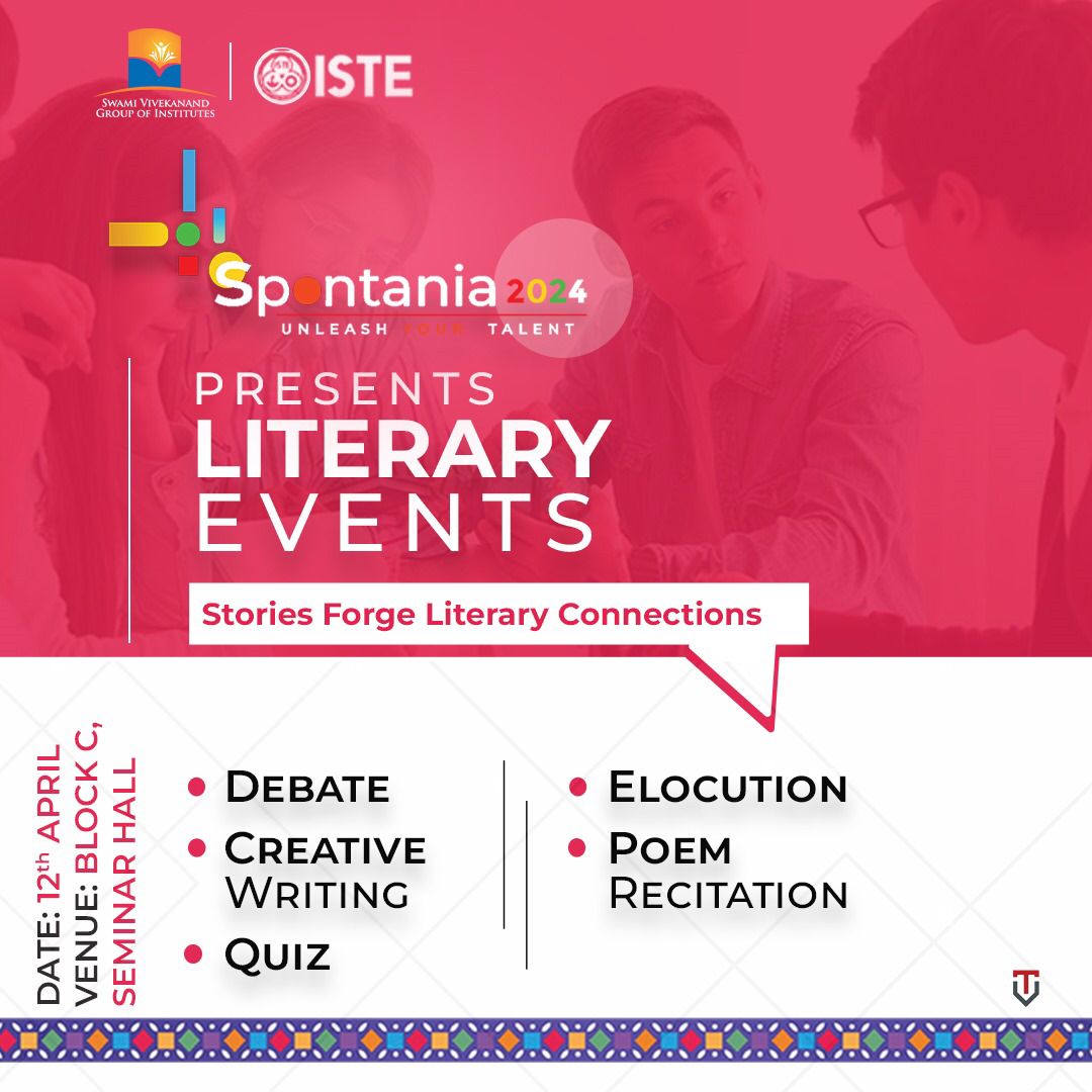 svietofficial's tweet photo. Dive into the world of words at Spontania 2024's Literary Fiesta! #debate, #creativewriting, #quiz, #elocution, #poemrecitation—let your voice be heard!
#SpontaniaLitFest #WordsUnleashed #Sviet #SVGOI #Spontania24 #biggestculturalfestival #LiteraryEvent https://t.co/FPg7Wc1av4