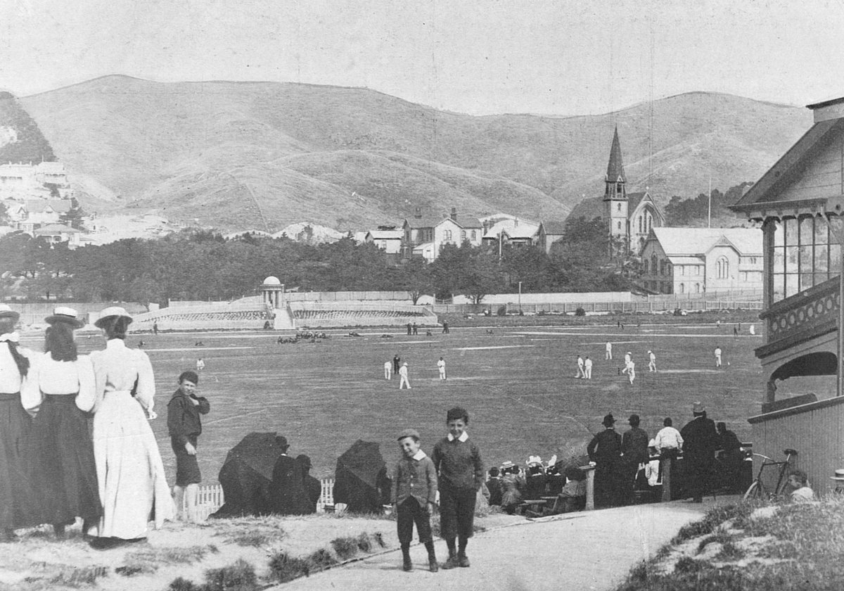 Canterbury on their way to a one-wicket win over Wellington at the Basin Reserve, December 26th 1900. The second day - December 24th - was a rest day as it was a Sunday but play resumed on Christmas Day