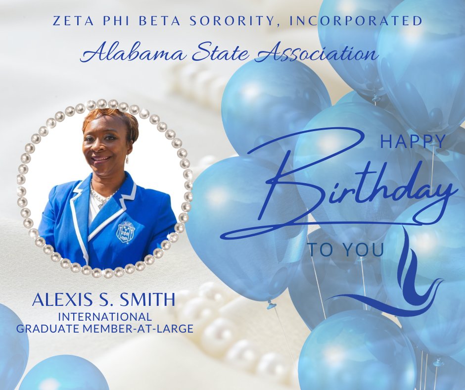 ZPHIB_AL's tweet image. Sending well wishes and a Happy Birthday to Alexis S. Smith, International Graduate Member-At-Large. We hope your birthday is filled with love and joy. Thank you for all you do for Zeta.
.
.
.
💙💙💙💙💙
#zetaphibeta
#zphib2023
#zphib
#SCRZetas
#ALZetas