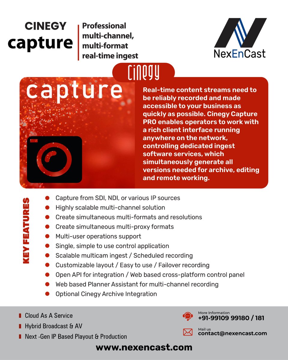 Cinegy - Capture

The best Professional Multi-Channel, Multi-Format Real-Time Ingest

#Cinegy #capture #professional #multichannel #Multiformat #realtime #ingest #nexencast #nextgen #broadcasting