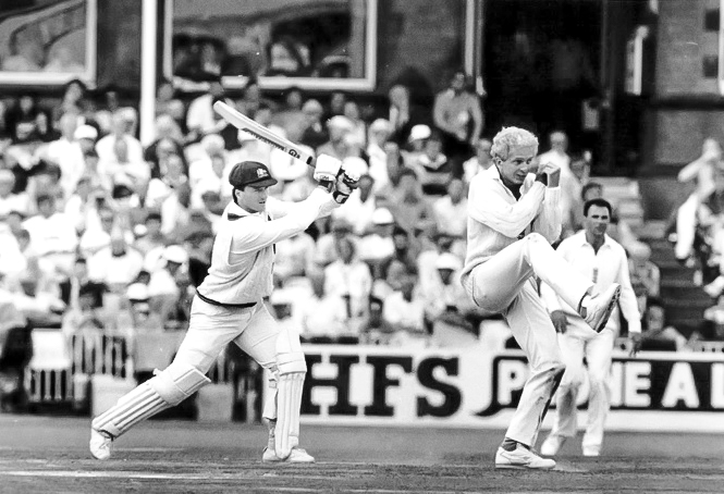 Steve Waugh on his way to 92, England v Australia, 4th Test, Old Trafford, July 29th 1989. Waugh scored 506 runs at 126.50 in the six-Test series