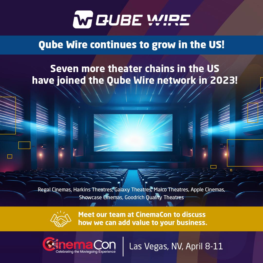 Theatres are increasingly choosing to join our network for our fast delivery and transparent tracking of content and keys. Meet our team at CinemaCon to discuss how we can add value to your business. #qubewire #electronicdelivery #contentdelivery #dcp #kdm #CinemaCon #Vegas