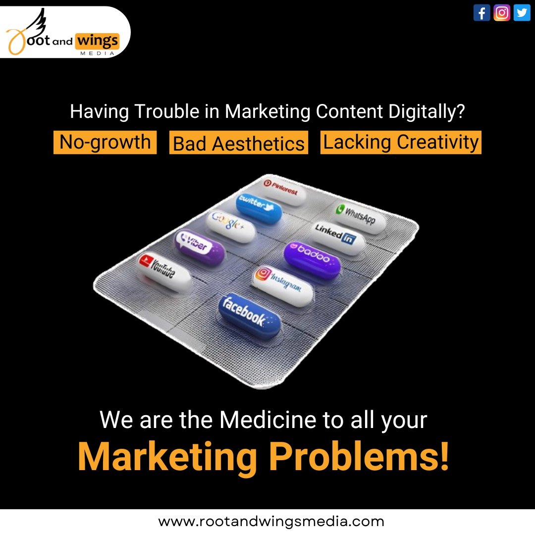 Having Trouble in Marketing Content Digitally? | Root and Wings Media We are the Medicine to all your Marketing Problems! #DigitalMarketing #SEOServices #SMOServices