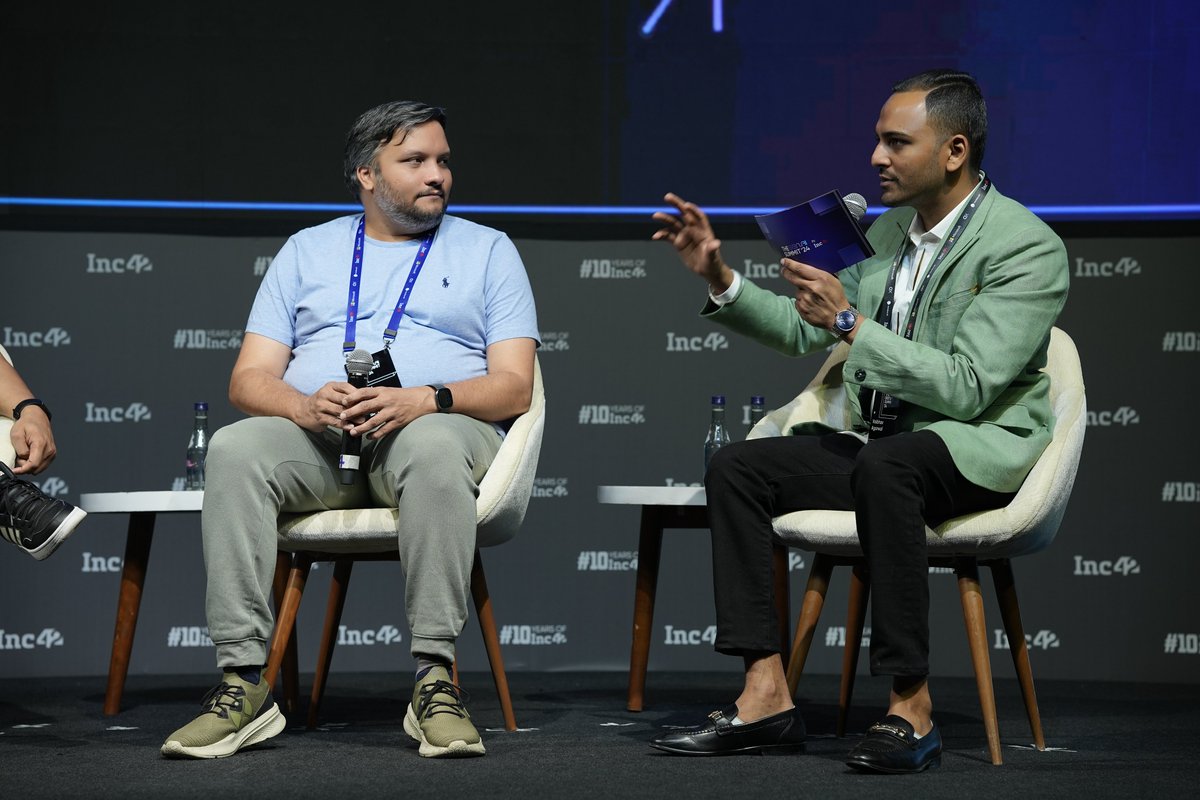 Inc42's tweet photo. Glimpses from Inc42's #GenAISummit2024 - Shaping The Future Of AI In India  📸✨
 
🔸 We got a chance to witness a super insightful panel discussion on "The Blueprint For Responsible AI" with Sanjay Mohan, Group CTO, @makemytrip, Nikhil Gupta, Founder, @LimeChatAI, Kalpana Bansal, Solution Head-Talent & AI, @thedarwinbox. The session was moderated by Jyoti Pawar, General Counsel, @MicrosoftIndia.

 🔸 An enriching panel discussion happened where we talked about "The New Marketing Paradigms In A GenAI World" with Tilakraj Parmar, Cofounder & CEO, @QXLabAI, Ishank Joshi, Cofounder & CEO, Mobavenue Media, Ankit Prasad , Founder & CEO, @Bobble AI, Anshul Khandelwal, Cofounder, CTO & SVP-Product, @invideoOfficial. The session was moderated by @vardhanvaibhav, Cofounder & CEO, Inc42 Media.

🔸  #Inc42GenAISummit also hosted a panel discussion on "Startups + Enterprises: Driving GenAI Adoption" with Shridhar Marri , CEO & Founder, @FlyfishAI, Khadim Batti, Cofounder & CEO, @whatfix, Souvik Sen, Technical Cofounder, Head of Engineering, Ema Unlimited, Ankush Sabharwal, Founder & CEO, @CoRover_App. Roopan Aulakh, MD, @piventures  moderated the panel discussion.

🔸 We had the opportunity to observe an incredibly insightful panel discussion on "First Movers In India’s GenAI Revolution" with Ayush Garg, Cofounder & CTO, @PortkeyAI, Shivam Mangla, Cofounder, @Rephrase_AI, Amarpreet Kalkat, Founder & CEO, @HumanticAI , Alok Goyal, Partner, Stellaris Venture Partners.
The panel discussion was moderated by Arjun Rao, General Partner, @SpecialeInvest.

@utka_rsh @poojasareen90 @pallavkaushish 
#genai #artificialintelligence 

A thread🧵: (1/2)