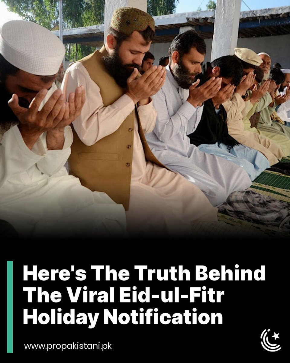 ProPakistaniPK's tweet photo. This is the second time during the last few days that a fake notification regarding the Eid-ul-Fitr holidays has been shared on social media.
Read More: https://t.co/HXPajhOkcO
#Eid2024 #EidulFitr2023 #EidHolidays #HolidayNotification https://t.co/3i5g42Zm6i