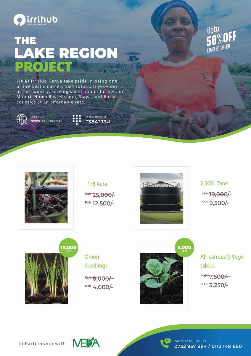 Join our project in the Lake Region covering Kisumu, Homabay, Siaya, Migori, and Busia! 

Enthusiastic farmers wanted for onion and African traditional vegetable farming. 

Sign up for subsidized inputs like drip kits, water tanks, and seedlings using *384*73# or this link 👇🏿