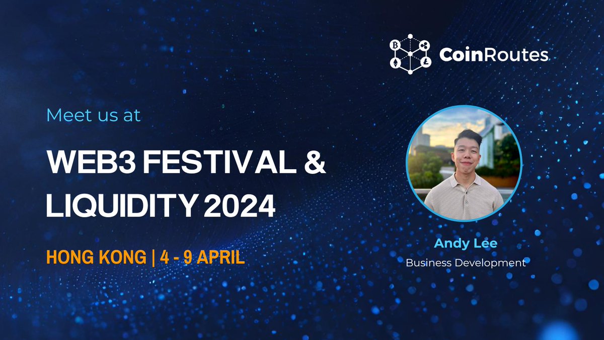 Our Business Development Associate, Andy Lee, is in Hong Kong this week meeting digital asset traders, investors and partners at the LTP Liquidity2024 Summit and @festival_web3. Contact him at andy.lee@coinroutes.com to schedule a meeting. 🇭🇰
