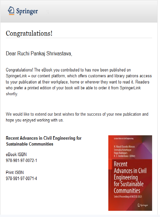 RuchiSh52975262's tweet image. SpringerNature
#bookchapter
#KnowledgeExpansion
Happy to announce that my new book chapter has been published in Springer Nature! with title
“Recent Advances in Civil Engineering for Sustainable Communities”
eBook ISBN
978-981-97-0072-1
Print ISBN
978-981-97-0071-4