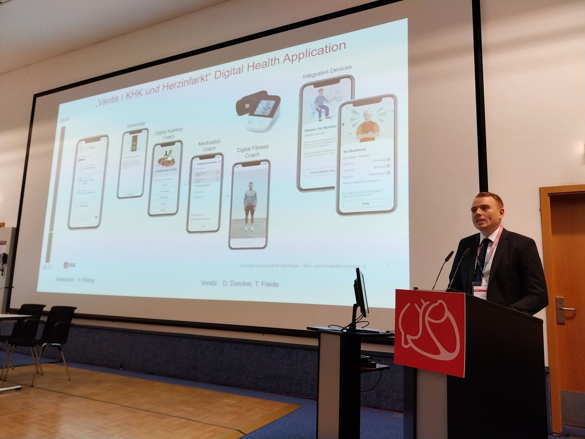 'Smartphone App senkt den systolischen Blutdruck bei Patienten mit koronarer Herzkrankheit' so das Ergebnis unserer CHANGE Studie mit der Firma Vantis, deren Ergebnisse @PhilipDuesing gerade bei der #DGKJahrestagung vorgestellt hat. @DGK_org @FelixJansen11 #DigitaleMedizin 🫀