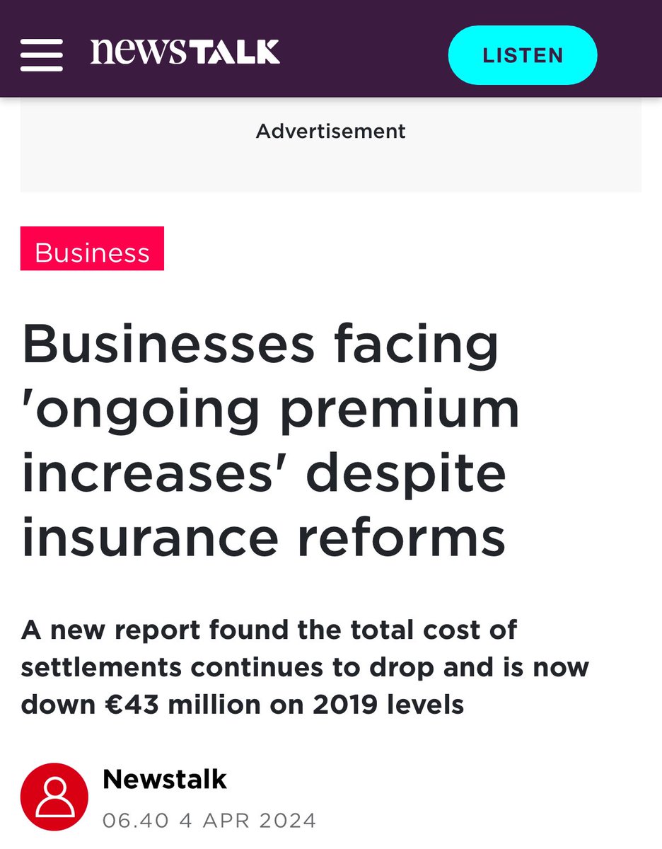 “Small and medium businesses are being hit the hardest. 'Businesses in the food and accommodation sector experienced a 24% increase in their premium in the three years between 2020 and 2022.” #InsuranceReform newstalk.com/news/businesse…