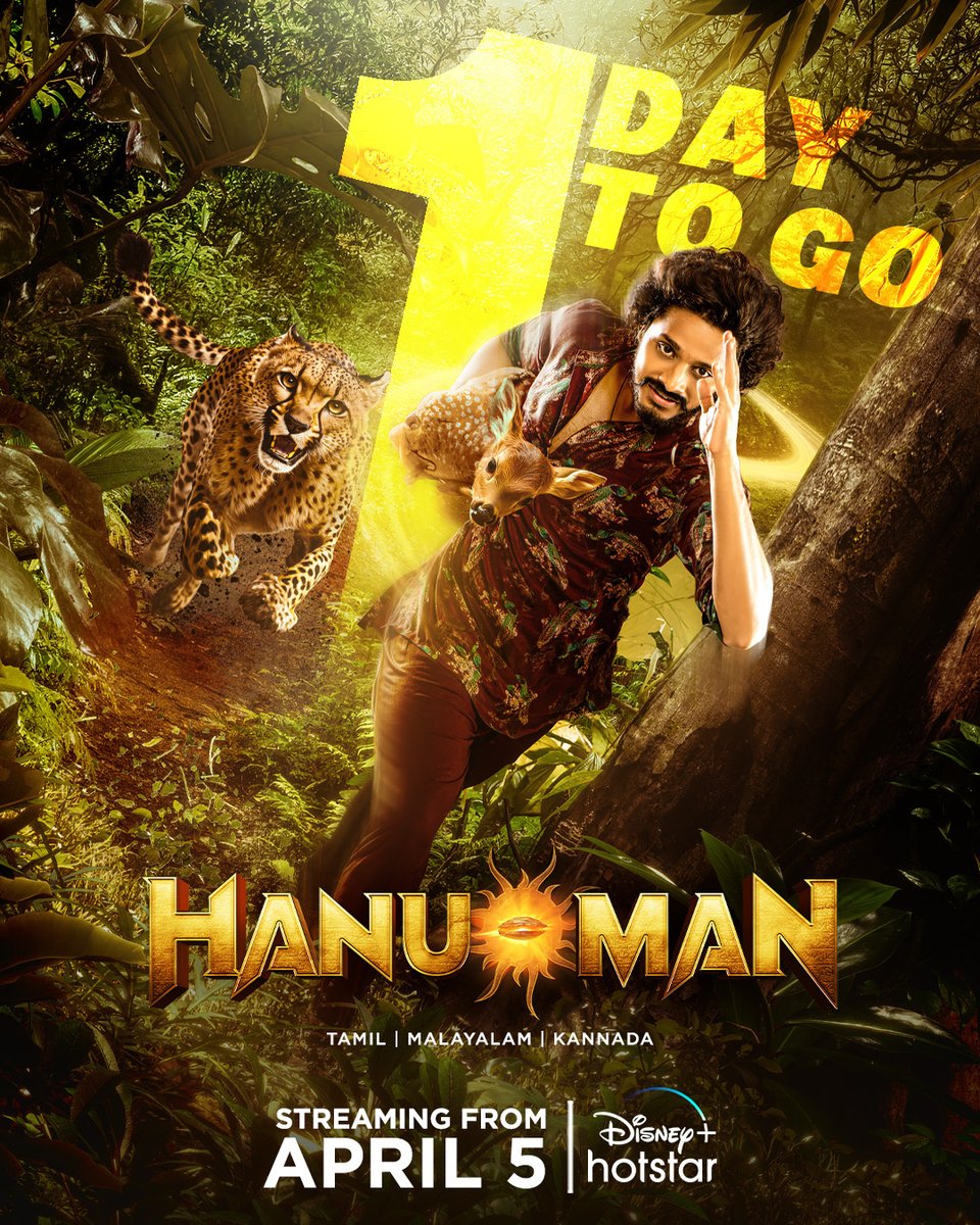 Ready for a cinematic journey like no other? #HanuMan will be streaming on Disney+ Hotstar from April 5th. It will be available in Tamil, Malayalam and Kannada #HanuManOnHotstar @PrasanthVarma @tejasajja123