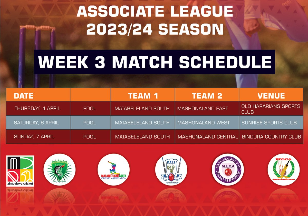 Here are the fixtures for week 3 of the Associate League 🏏 #AssociateLeague