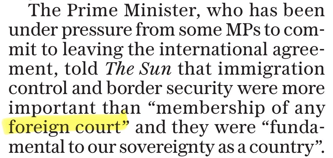 The ECHR is NOT a foreign court. Rishi Sunak knows this but uses these words in the hope of attracting the votes of that small army of moronic xenophobes behind Reform’s recent rise in the polls. Desperate strategy from a piss-poor Prime Minister. #GeneralElectionNow