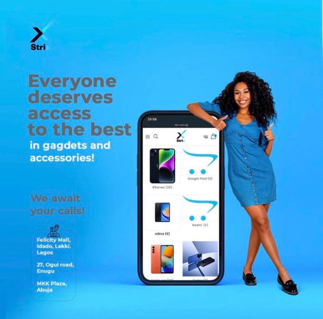 ICYMI @Strix_ng gives you access to quality gadgets this new month. 

Make them your plug 🔌 for all your gadgets and accessories and thank me later. 

Click 👉🏾 strix.com.ng to place your order or walk into Strix stores in Lagos, Enugu & Abuja to #ShopStrix.