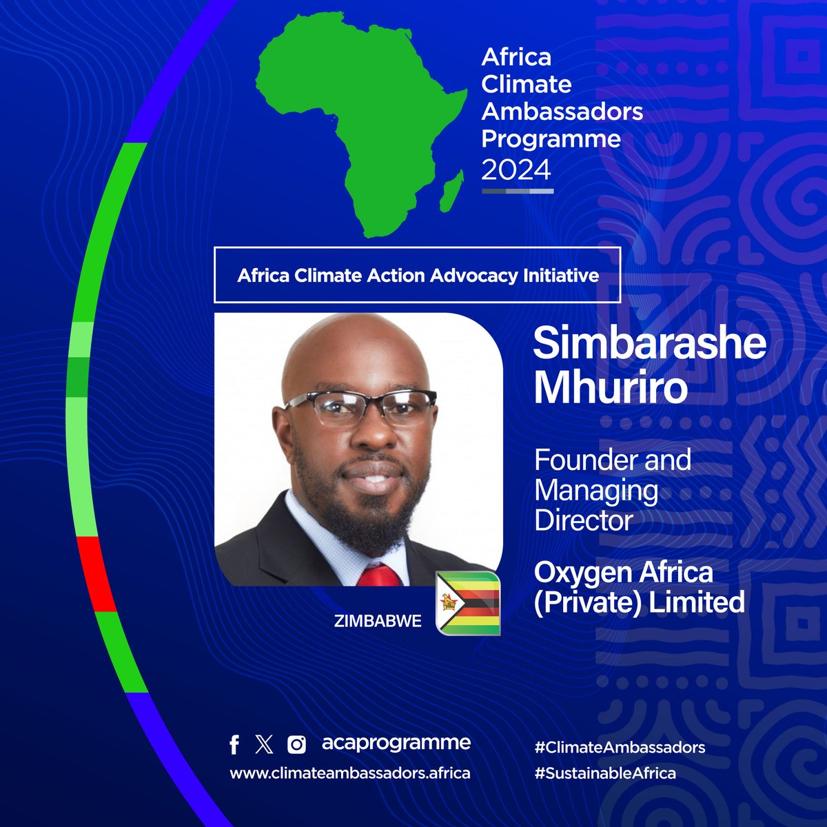 Meet ACAP Ambassador @SimbaMhuriro from Zimbabwe. He is the Founder & Managing Director of Oxygen Africa. He's a member of the World Economic Forum’s Global Future Council & earned a listing by Forbes Magazine. He joins the programme under Energy & Green Industrialization pillar.