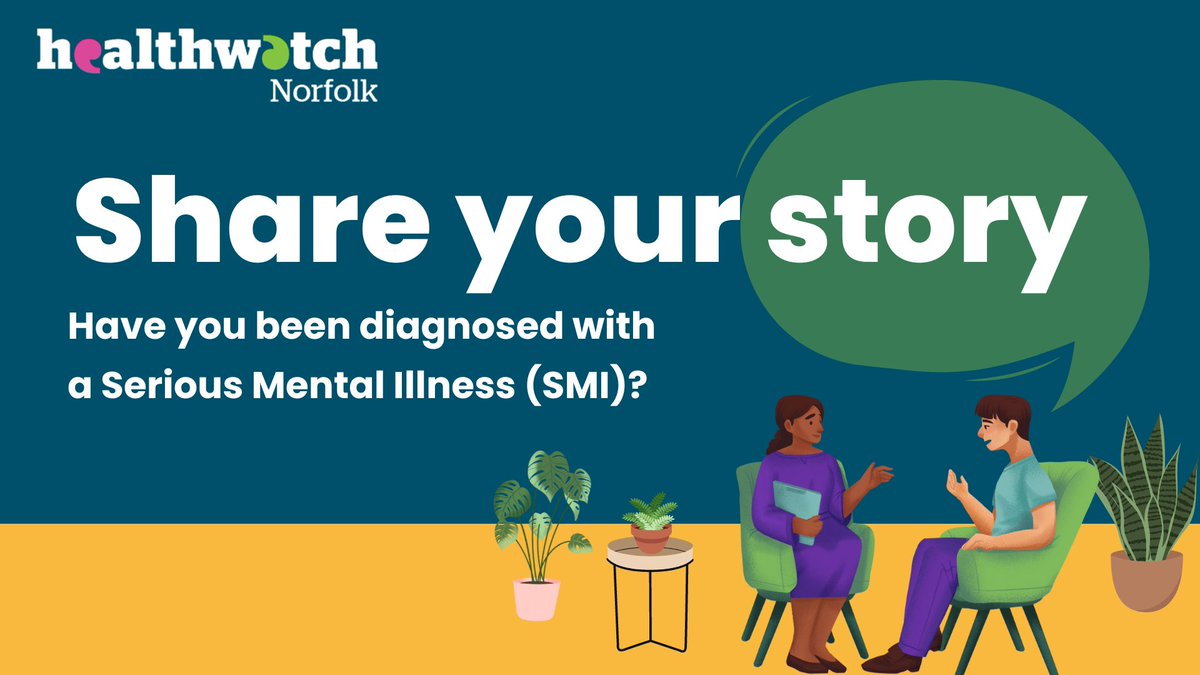 We want to hear from adults who have been diagnosed with a Serious Mental Illness (SMI) who have received help in the last three years. ow.ly/BMoS50R2VpK
