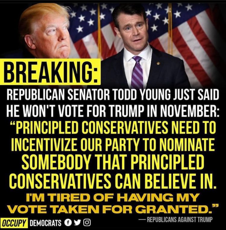 @NRSC Republicans are in disarray because of the GOP sending money to the criminally indicted Trump to pay for his multimillion dollar court fines & legal fees. True Conservative Republican Senators & Congressmen are abandoning the Putin/Evangelical/MAGA GOP Party.