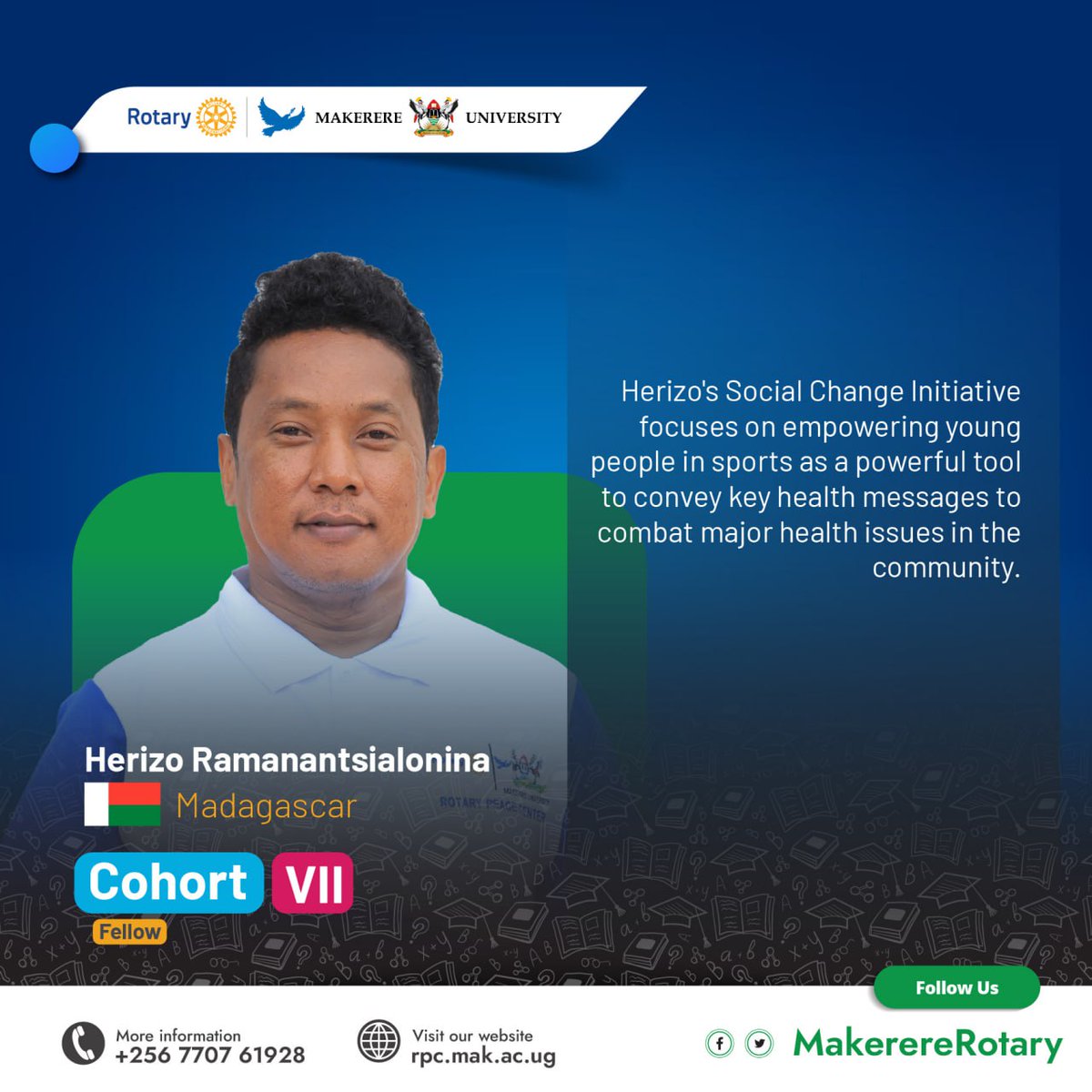 Herizo is a Health Programming and Training Specialist at Peace Corps Madagascar, providing technical sessions and training Peace Corps volunteers to acquire the necessary technical skills to conduct their service successfully. #CohortVII