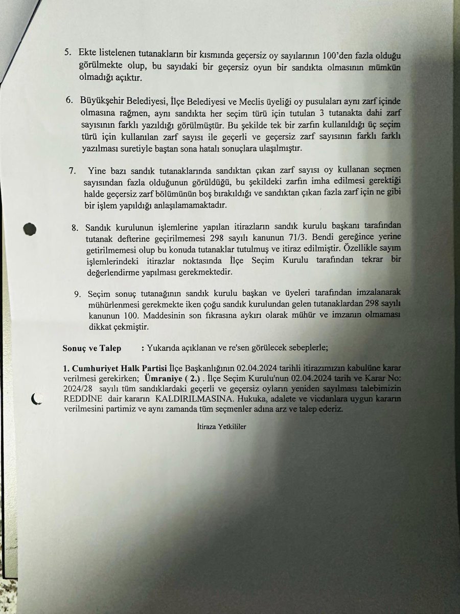 Ümraniye’de oyların yeniden sayımı için İl Seçim Kurulu’na itiraz ettik. Sonucu bekliyoruz.