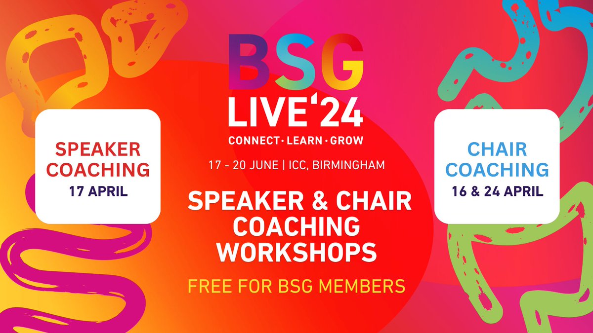 There are places still remaining for the chair coaching workshops on 16th April and speaker coaching workshops on 17th April! Make sure you've secured your spot 👇 Speaker coaching: bsg.org.uk/Events/Speaker… Chair coaching: bsg.org.uk/Events/Chair-C…