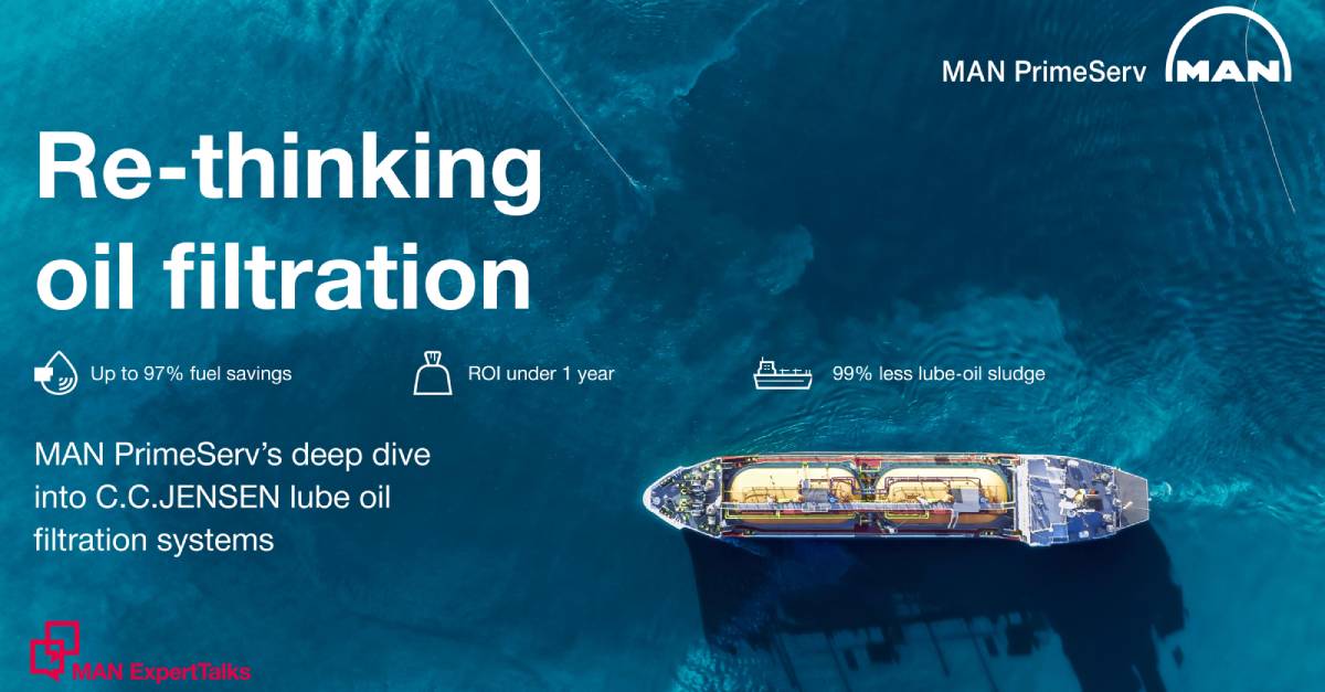 🚀 Let’s talk lube oil filtration! Join our exclusive MAN PrimeServ webinar as we dive into C.C.JENSEN’s lube oil filtration system. Transform lube oil maintenance for two- and four-stroke engines, regardless of fuel type. Sign up now! 📩 ow.ly/wLex50QEUn5