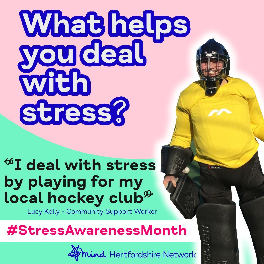 Our 1st #StressAwarenessMonth post is Lucy, who works as a Community Support Worker 👇 'I deal with stress by playing for my local hockey club - playing every Saturday and attending training every Tuesday night' What helps you deal with stress? Feel free to share with us 🙂