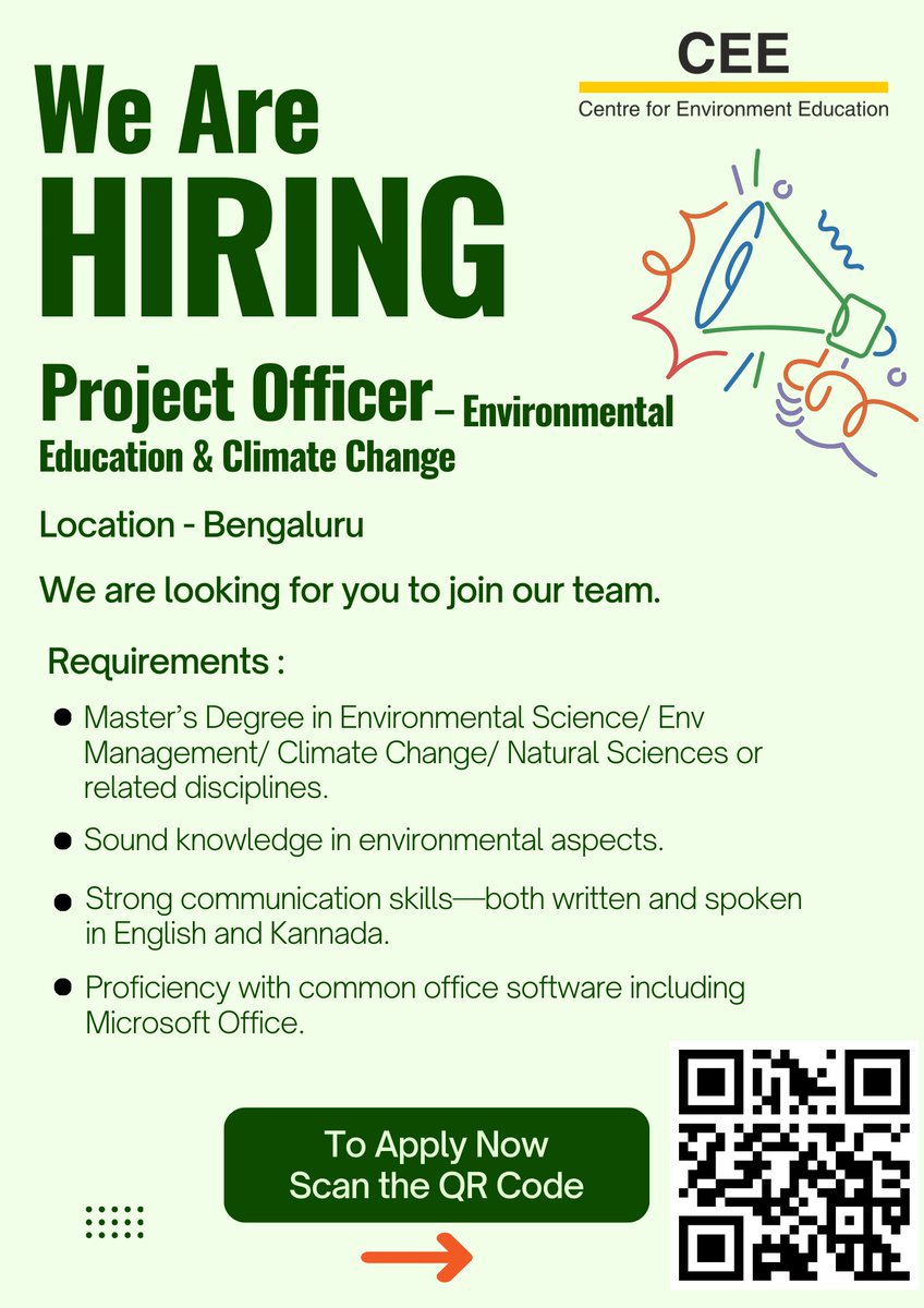 CEE is currently looking for a Project Coordinator and a Project Officer for its Bengaluru office. To learn more and apply, visit ceeindia.org/career/. #hiring #currentopenings