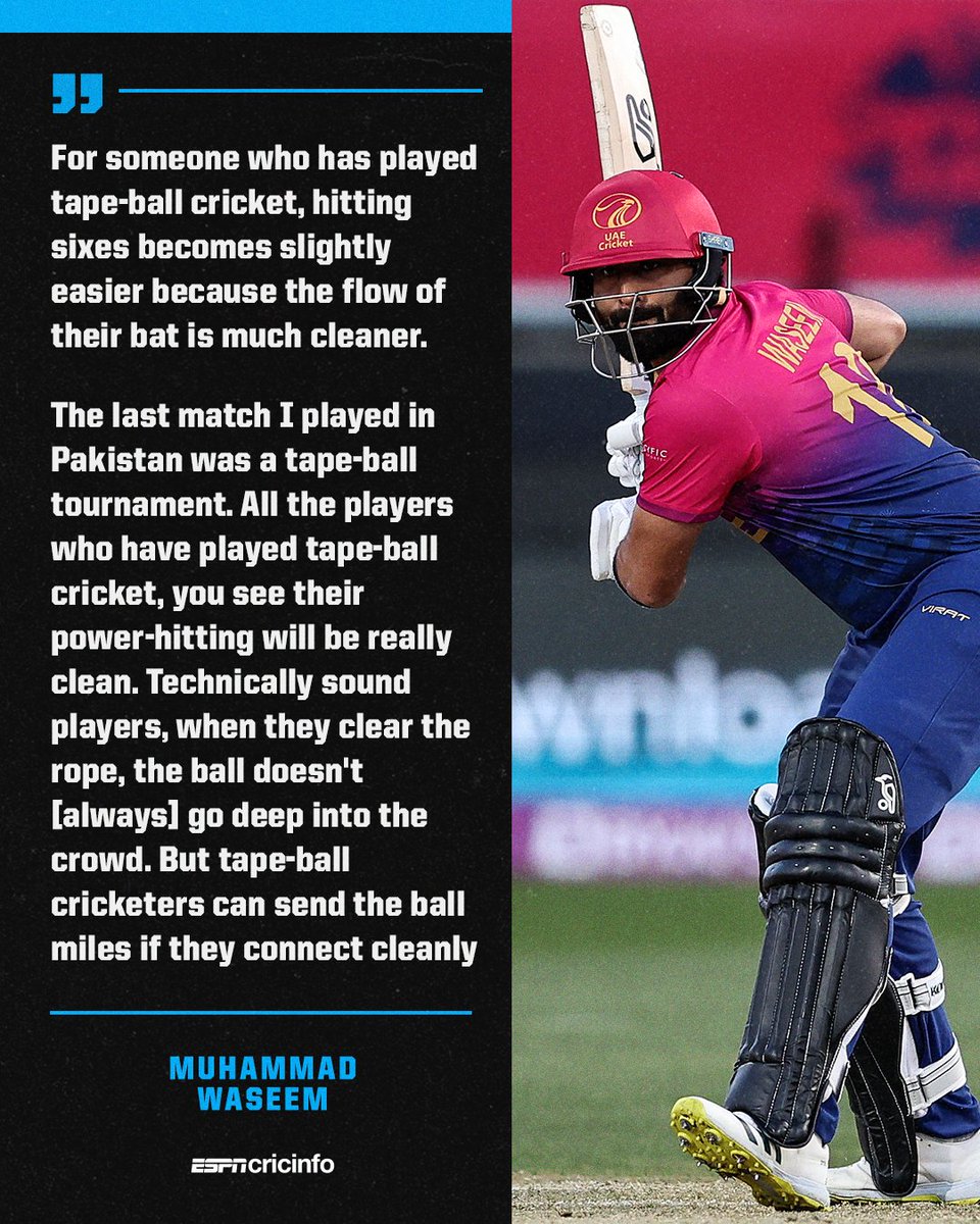 Tape-ball cricketers can send the ball miles' says UAE's Muhammad Waseem - the only batter with 100+ international sixes in a calendar year 💥 Full interview: es.pn/49mI2hU | @ashishpant43
