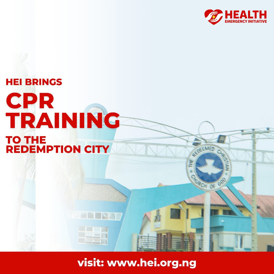 Do you stay in the redemption city? HEI will be coming to the Redemption camp precisely in the RCCG.. we would be training the church on CPR administration and momentum if you would like to be part of the training call-08024603759
Visit: hei.org.ng/get-involved
#thatnoneshoulddie