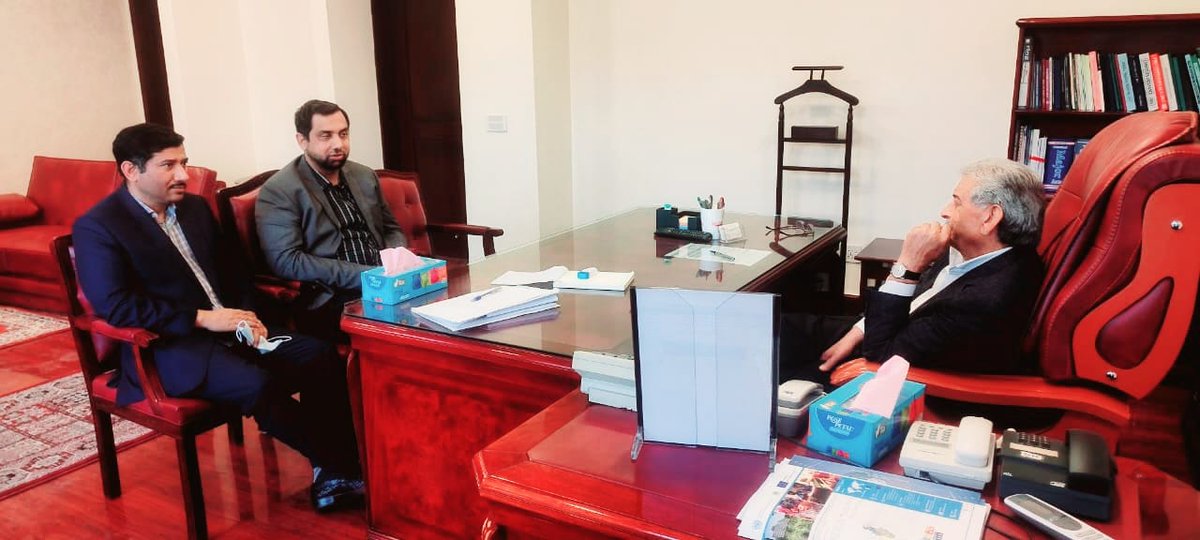 Mr. Sarfraz Qamar Daha, Chief Commissioner, Pakistan Boys Scouts Association (PBSA) called on Rana Tanveer Hussain, Federal Minister for Industries & Production at Islamabad.