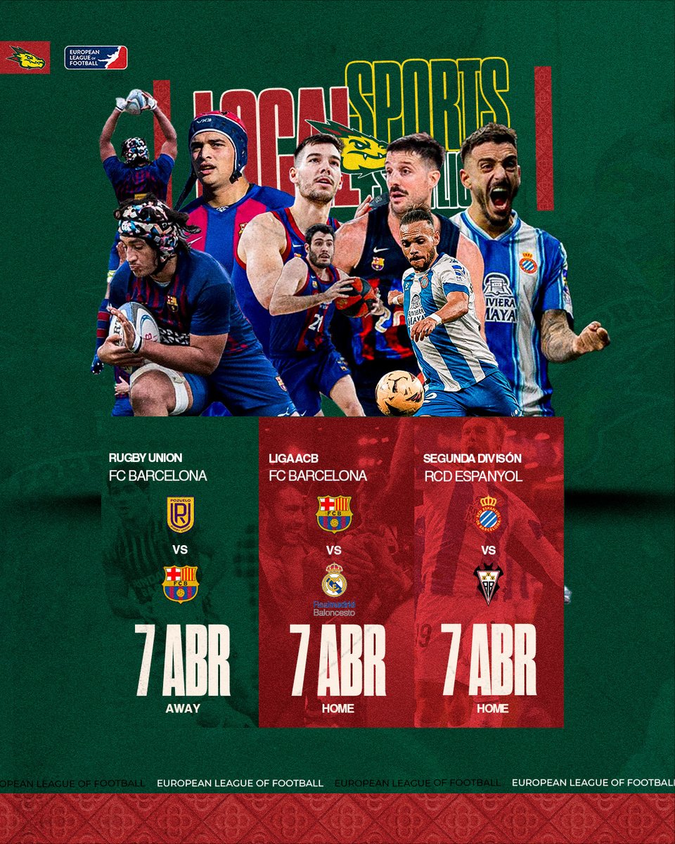 #LocalSportsSpotlight Big weekend for the region, with great match ups in multiple sports! Rugby Union - Pozuela vs FC Barcelona La Liga ACB - FC Barcelona vs Real Madrid La La Segunda División - RCD Espanyol vs Albacete #BrickByBrick